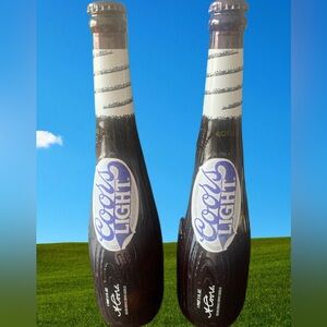 Vintage Coors Light Limited Edition Baseball Bat Bottle With Cap Empty Lot of 2